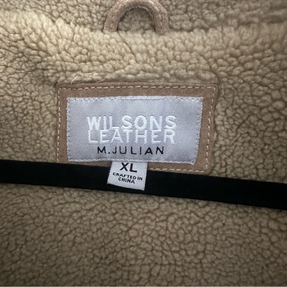 Size XL Wilsons Leather M.JULIAN Tan Suede Leather Sherpa Lined Jacket Coat - Picture 4 of 5